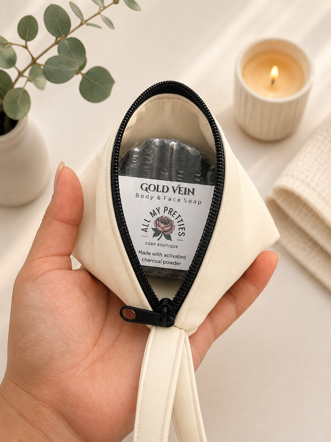 Buttercream PU Premium Vegan Leather Travel Soap Keeper