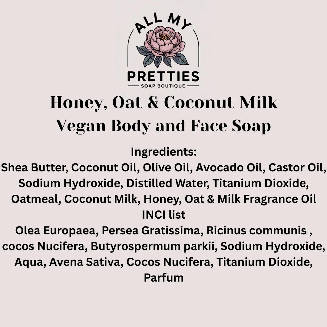 Honey, Oat & Coconut Milk Vegan Body and Face Soap