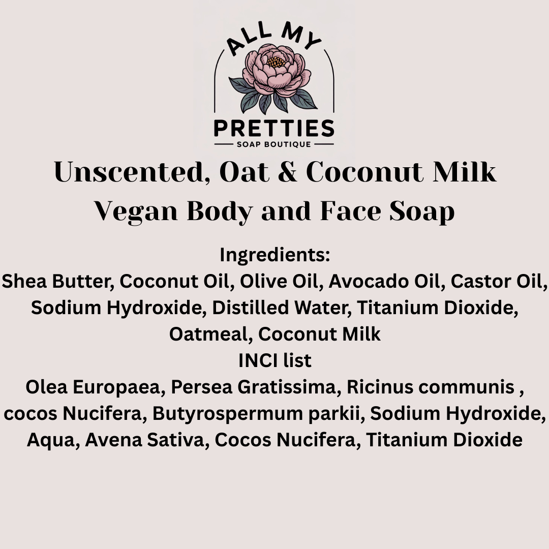 Unscented, Oatmeal & Coconut Milk Vegan Body and Face Soap